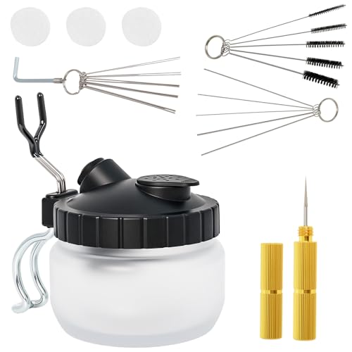 Podoy Airbrush Cleaning Kit Spray Wash Cleaning Pot Stabilizer Jar Bottles Holder with Cleaning Tools Needle Nozzle Brush - Image 1