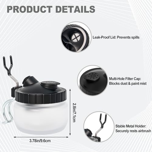 Podoy Airbrush Cleaning Kit Spray Wash Cleaning Pot Stabilizer Jar Bottles Holder with Cleaning Tools Needle Nozzle Brush - Image 2