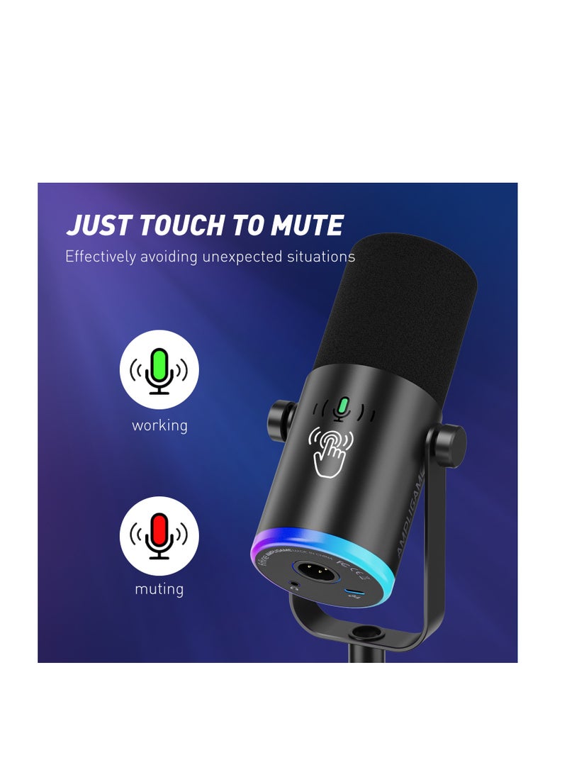 فيفين - مايكروفون FIFINE AM8 NEO الديناميكي XLR/USB-C مع إضاءة RGB ومراقبة فورية - Image 1