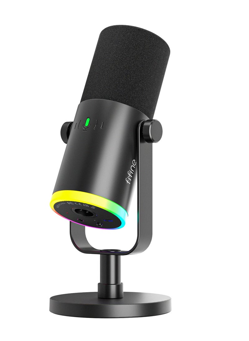فيفين - مايكروفون FIFINE AM8 NEO الديناميكي XLR/USB-C مع إضاءة RGB ومراقبة فورية - Image 1
