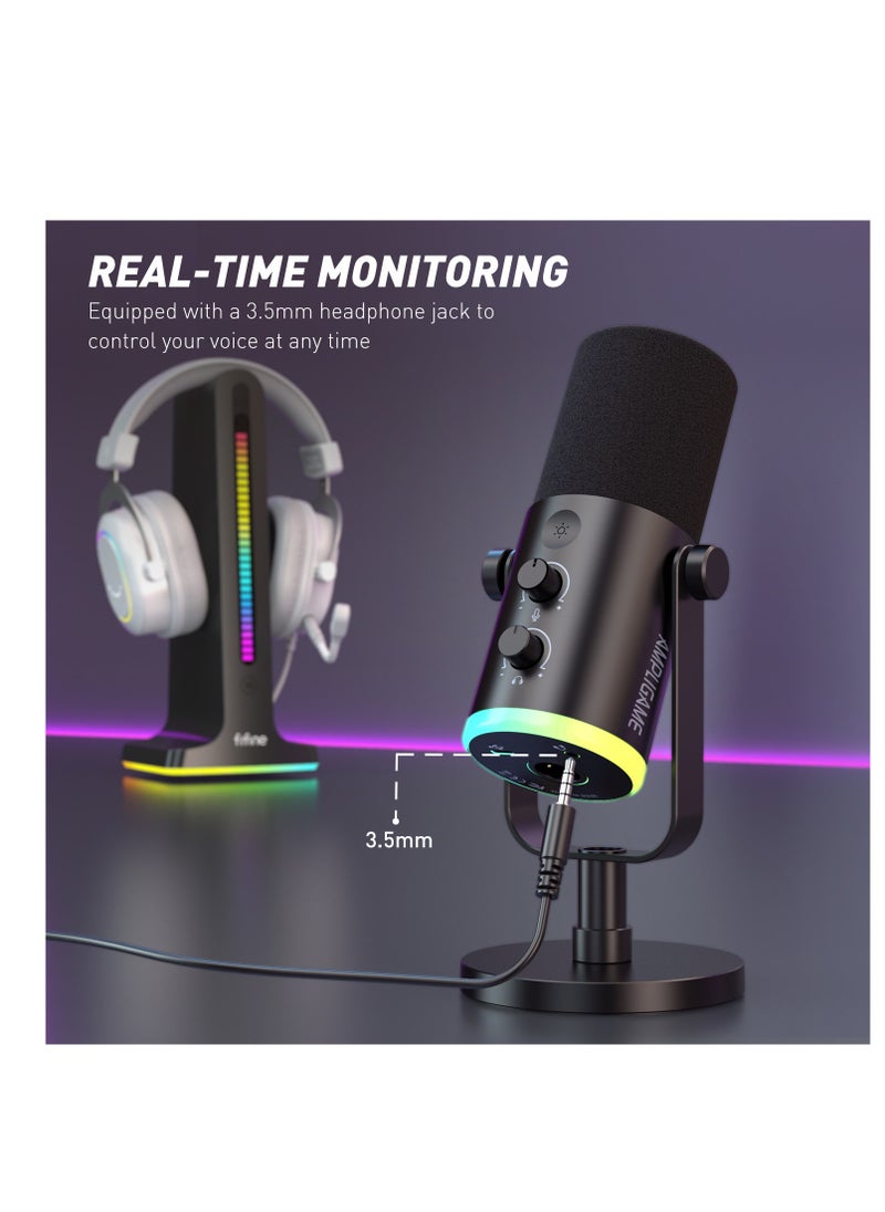 فيفين - مايكروفون FIFINE AM8 NEO الديناميكي XLR/USB-C مع إضاءة RGB ومراقبة فورية - Image 1