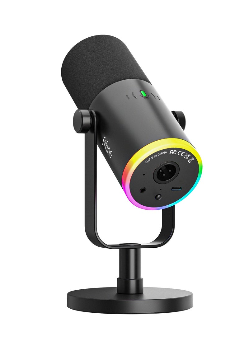 فيفين - مايكروفون FIFINE AM8 NEO الديناميكي XLR/USB-C مع إضاءة RGB ومراقبة فورية - Image 1