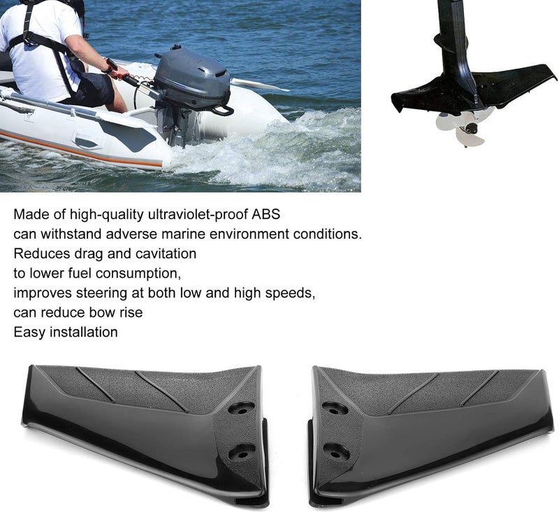 klarako Hydrofoil Stabilizer, Resistant ABS Plastic Marine Outboard Stabilizer Fins with Bolt Nut, Black Boat Motor Stabiliser Enigne Components for Outboards from 4HP to 50HP & - Image 3