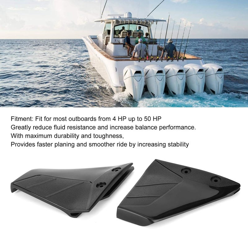klarako Hydrofoil Stabilizer, Resistant ABS Plastic Marine Outboard Stabilizer Fins with Bolt Nut, Black Boat Motor Stabiliser Enigne Components for Outboards from 4HP to 50HP & - Image 2