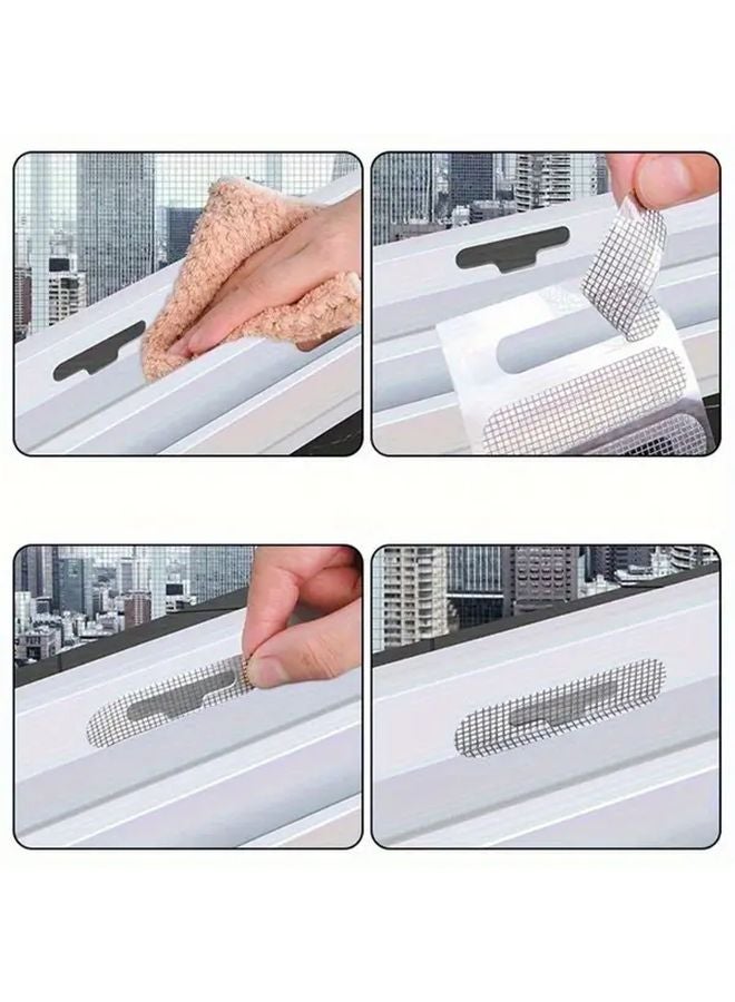 30 قطعة من لصق الألياف الزجاجية الرمادية ذاتية اللصق لترميم شباك النوافذ، شريط شبكة مضاد للبعوض - Image 2