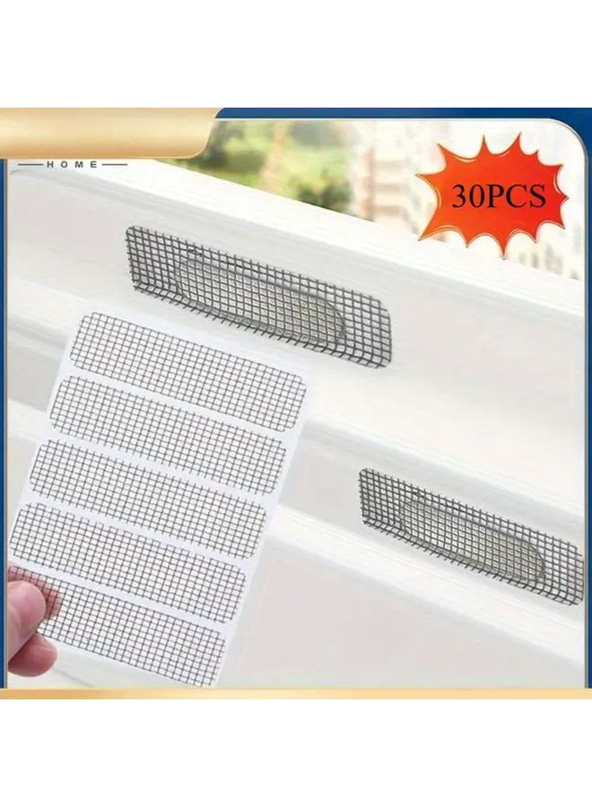 30 قطعة من لصق الألياف الزجاجية الرمادية ذاتية اللصق لترميم شباك النوافذ، شريط شبكة مضاد للبعوض - Image 1