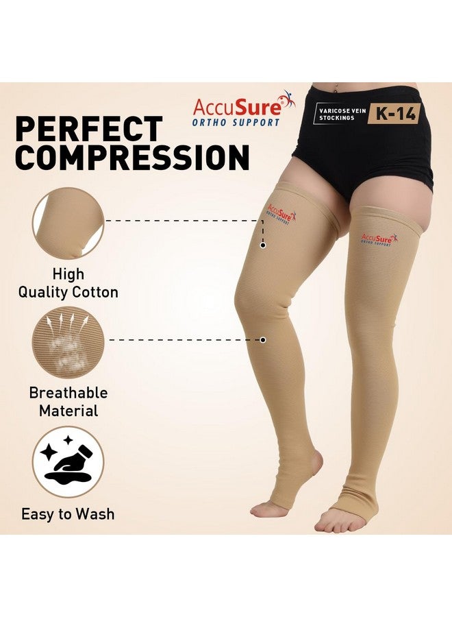 AccuSure Varicose Vein Stockings (Anatomical Shape,Easy to use, Non Slippagen, Durable)-Thigh Length for Varicose Veins Can Be Used By Men & Women (XL) - Image 2