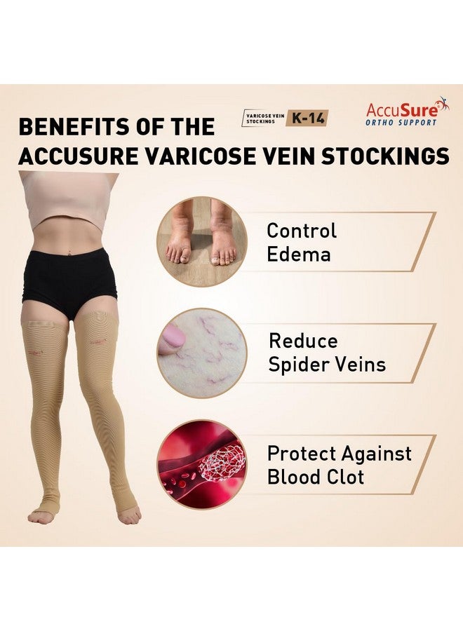 AccuSure Varicose Vein Stockings (Anatomical Shape,Easy to use, Non Slippagen, Durable)-Thigh Length for Varicose Veins Can Be Used By Men & Women (XL) - Image 5