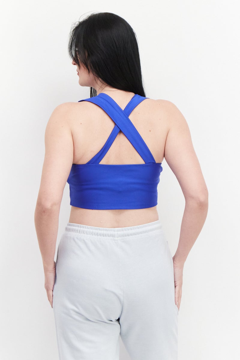 PUMA Women Sportswear Fit Sleeveless Training Crop Top, Royal Blue - Image 4