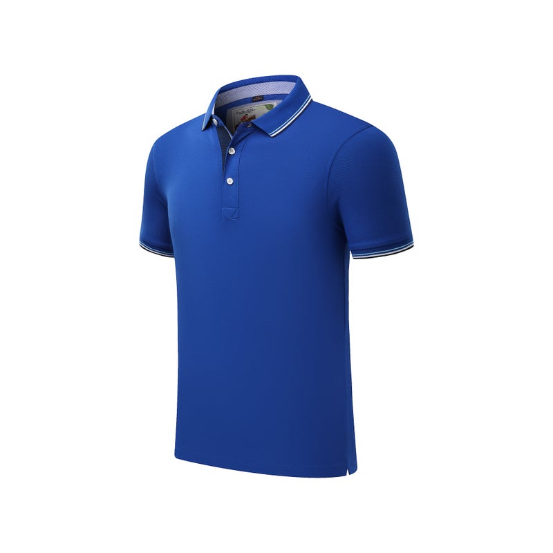 Summer color lapel activity cultural shirt embroidery T-shirt printing logo corporate advertising shirt work clothes custom work clothes Color blue 
