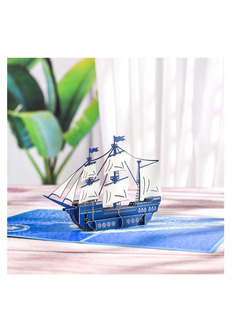 3D Pirate Ship Pop-Up Card, Handmade Sailboat Greeting Card for Kids, Perfect for Birthdays, Graduations, Anniversaries, Business, and All Occasions. - Image 3