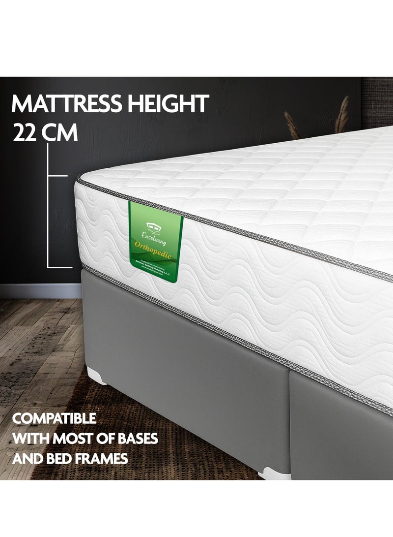 EASELIVING مرتبة أورثوبيديك بحجم كوين - مرتبة متوسطة الصلابة بسُمك 22 سم مع قماش قابل للتهوية | مرتبة أورثو بنيل قابلة للعكس مع تخفيف الضغط لجميع أوضاع النوم | ضمان 3 سنوات (160 × 200 سم) - Image 2
