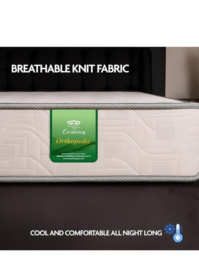 EASELIVING مرتبة أورثوبيديك بحجم كوين - مرتبة متوسطة الصلابة بسُمك 22 سم مع قماش قابل للتهوية | مرتبة أورثو بنيل قابلة للعكس مع تخفيف الضغط لجميع أوضاع النوم | ضمان 3 سنوات (160 × 200 سم) - Image 4