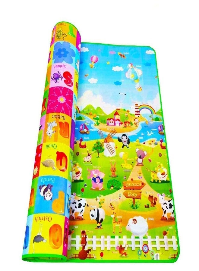 Vroxy Waterproof Double Side Baby Play Crawl Floor Mat for Kids Picnic School Home (Multicolored, Multi Design) with Zip Bag to Carry (Small - 90 X 120 Cm) - Image 1