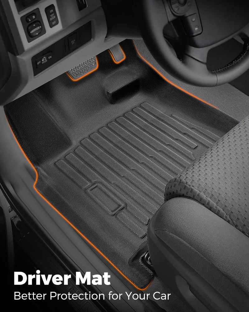 DrCarNow for Toyota Tundra Floor Mats 2011 2010 2009 2008 2007, Custom Fit All-Weather Cargo Liner Car Mats Full Set for Tundra 2007-2011 Double Cab & CrewMax TPE Rubber Seat Protection Automotive Accessories - Image 2