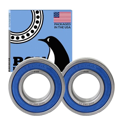 PGN Bearings PGN (2 Pack) 6206-2RS Bearing - Lubricated Chrome Steel Sealed Ball Bearing - 30x62x16mm Bearings with Rubber Seal & High RPM Support - Image 1
