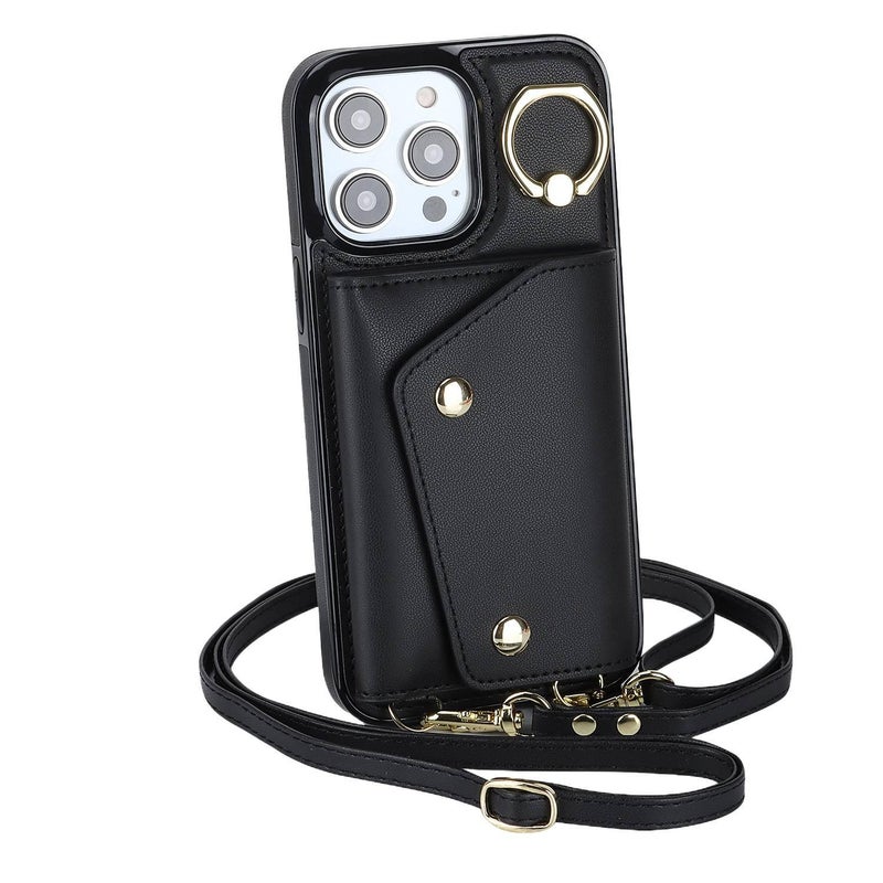 Protective Case | Cover for iPhone 14 / 14 Plus / 14 Pro / 14 Pro Max | Card Holder | Kickstand | Black - Image 1