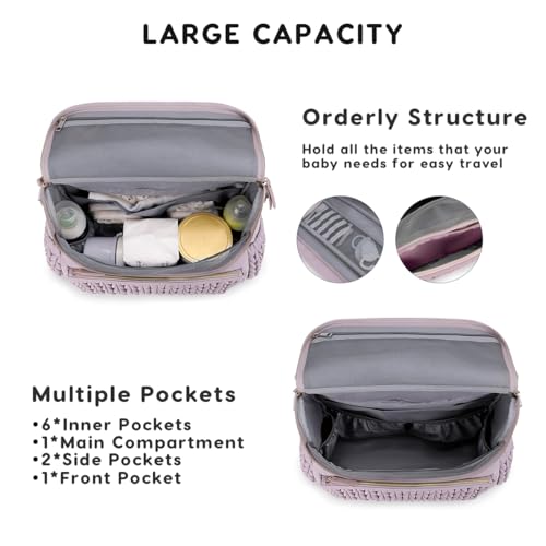 SONARIN Convertible Diaper Bag Backpack Waterproof Nappy Changing Bag Travel Mummy Bag with Changing Pad & Shoulder Strap(Purple) - Image 3