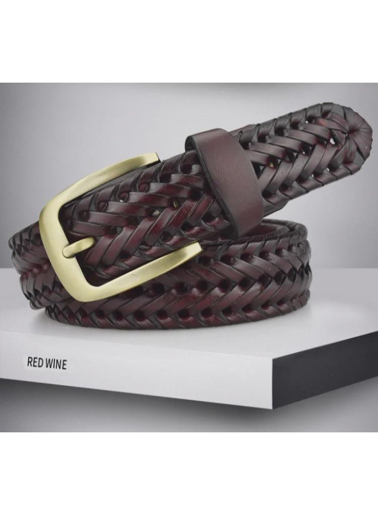 Unisex braided belt with buckle, made of genuine leather, for casual wear. - Image 3