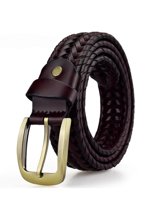Unisex braided belt with buckle, made of genuine leather, for casual wear. - Image 4