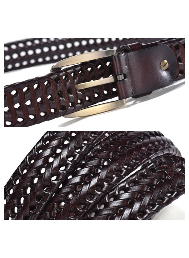 Unisex braided belt with buckle, made of genuine leather, for casual wear. - Image 2