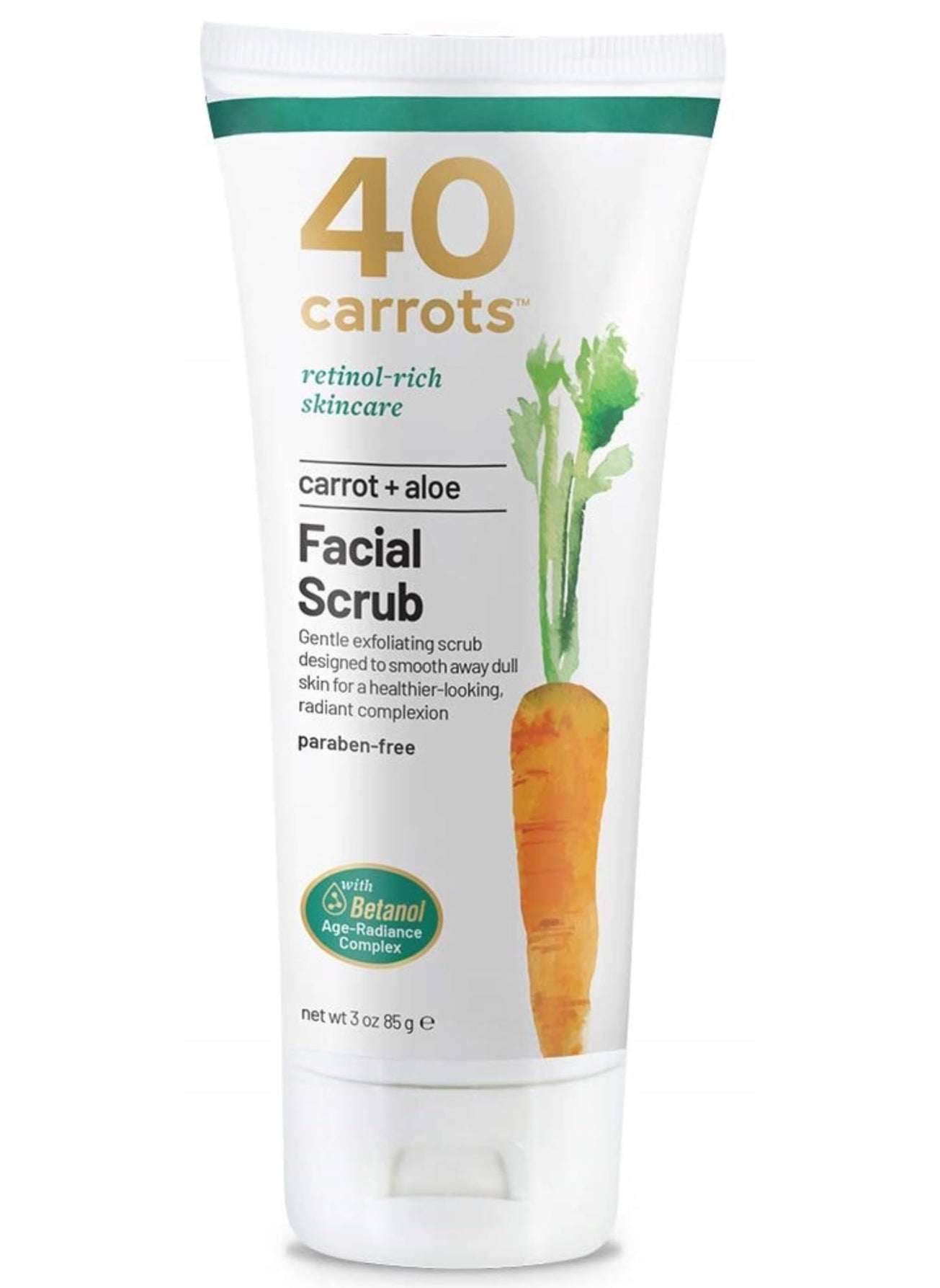 40 Carrots - 40 Carrots Carrot Aloe Facial Cleansing Facial Scrub - Helps Improve Skin Tone & Texture | Get Softer Radiant Looking Skin | Made in USA, Paraben & Cruelty Free (3oz) - Image 1