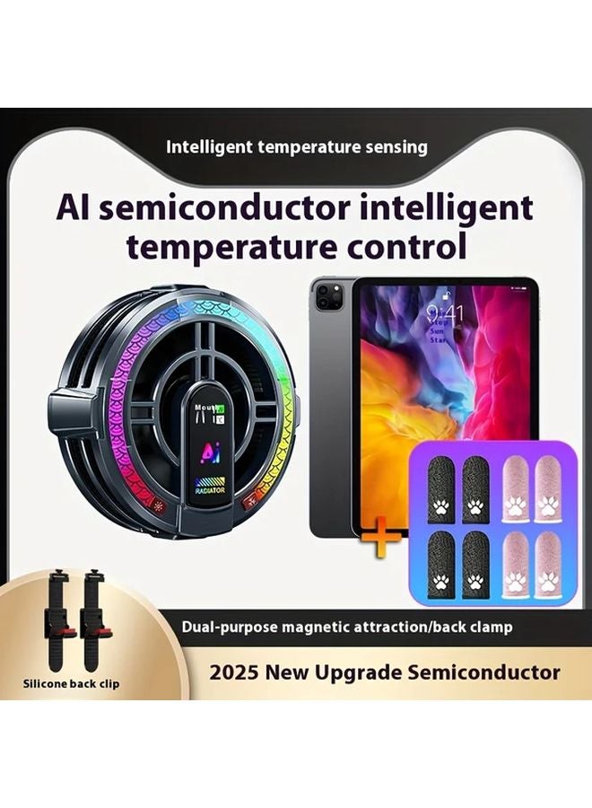Tablet Cooler TH06 Semiconductor AI Temperature Control Magnetic Fan 5V 9V 3A with 4 Pair Game Thumb Sleeves - Image 5