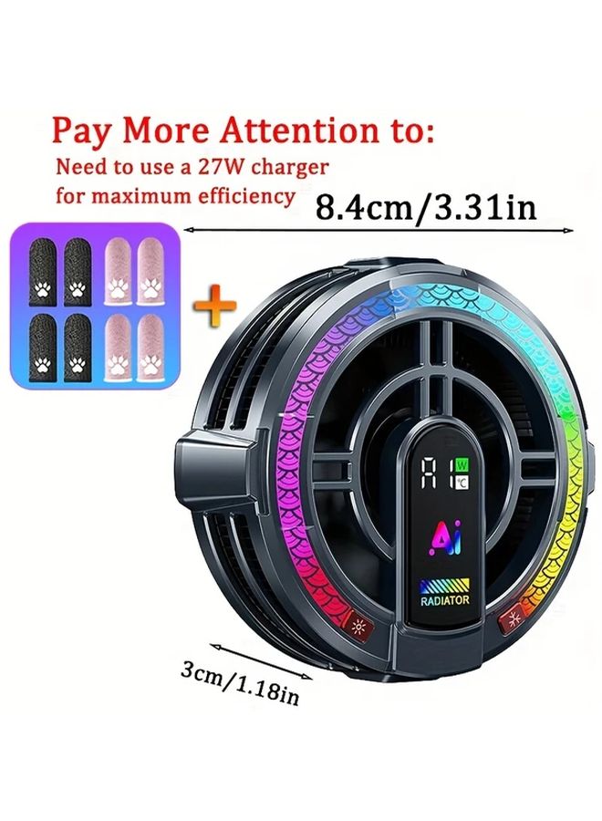 Tablet Cooler TH06 Semiconductor AI Temperature Control Magnetic Fan 5V 9V 3A with 4 Pair Game Thumb Sleeves - Image 3