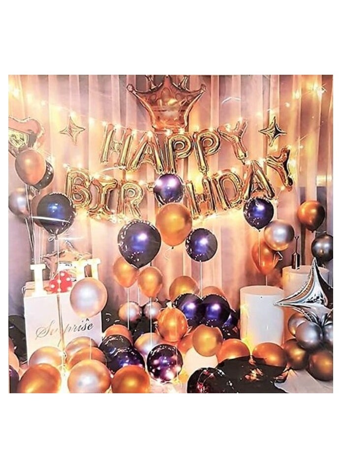 AtrauX Happy Birthday Letter Foil Balloon Pack of 37- Metallic Balloons happy birthday balloon/ birthday/party  - Image 1