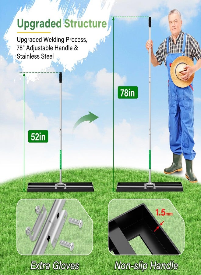 Ansgery Lawn Leveling Rake 36X10 inch,Extra Wide Lawn Leveler,78" Levelawn Tool,Adjustable Steel Extended Handle Lawn Level Tool,Heavy Duty Yard Leveling Rake Suit for Garden,Golf Lawn and Farm - Image 4