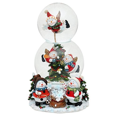 Dekohelden24 XXL double snow globe snowman with music box dimensions H x W x H approx 205 x 125 cmdiameter 6 and 10 cm 500898 snowmen dimensions L x W x H 15 x 15 x 20 cm ball