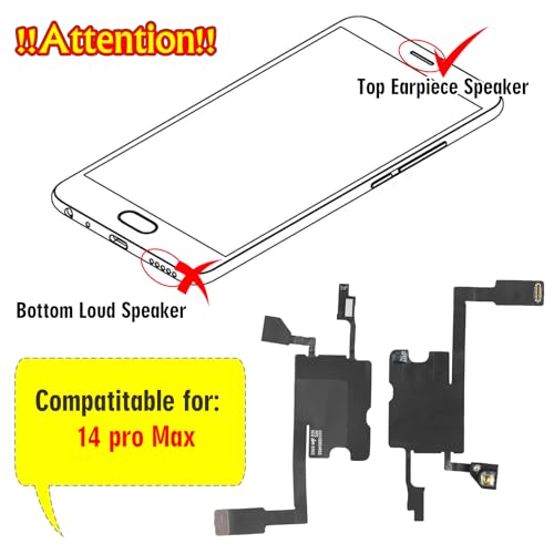 YWLRONG Earpiece Speaker for iPhone 14 Pro Max Ear Speaker Replacement for A2894 A2651 A2893 A2895 Light Proximity Sensor Flex Cable Earphone Speaker Assembly with Tools - Image 5