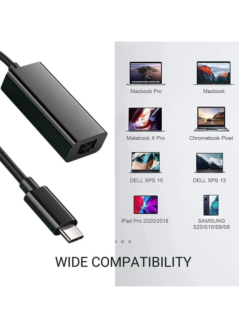 SOLARAE USB C to Ethernet Adapter, Type C to RJ45 Network LAN Wired Ethernet Adapter Converter Cable for MacBook Pro/Air, iPad Pro/Air, XPS, Galaxy S20 - Image 3