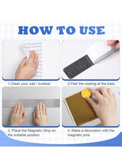 Generic 4PCS Magnetic Bulletin Board, Frameless Iron Board Strips Memo Board Bar Adhesive Backing Stainless Whiteboard Strips for Walls,Metal Strip for Magnets,16PCS Magnet for Classroom Office Kitchen  - Image 3