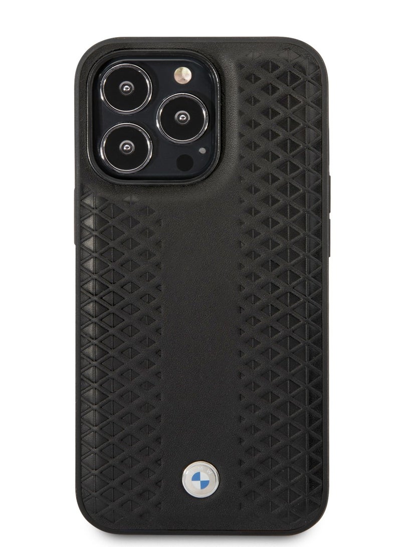 بي إم دبليو حافظة جلدية أصلية من مجموعة Magsafe Compatibility Collection مع نمط Diamond Hot Stamp متوافق مع ايفون 14 برو ماكس - أسود - Image 5