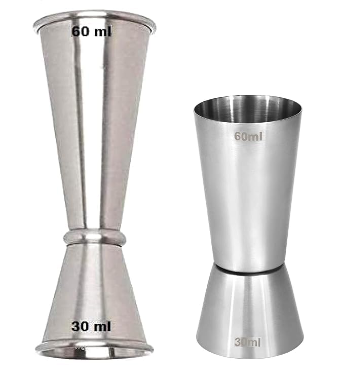MeeTo Stainless Steel PEG Maker Cup, Double Sided PEG Measuring Glass Cocktail Bar Jigger Japanese & Normal Style Mini Cup 60/30ml for Drinking Party Celebration (1, Combo) - Image 1