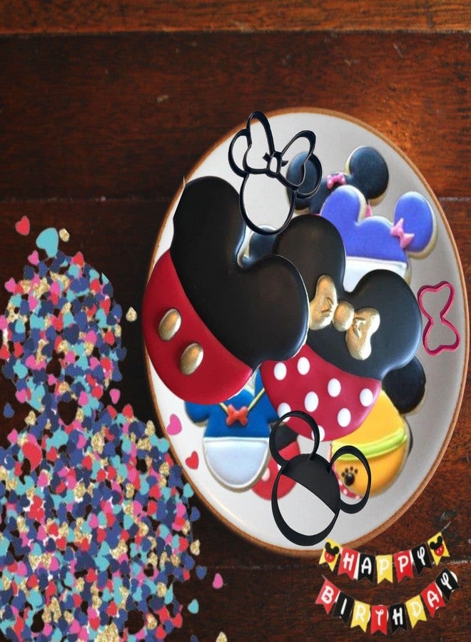 Heart's Treasure قوالب تقطيع بسكويت على شكل فأر. مستوحاة من شخصيات كرتونية مثل ميكي ماوس وميني ماوس، مع فيونكة شعر حمراء. قوالب تقطيع بسكويت مصنوعة في الولايات المتحدة الأمريكية (عبوة من 3 قطع). - Image 4