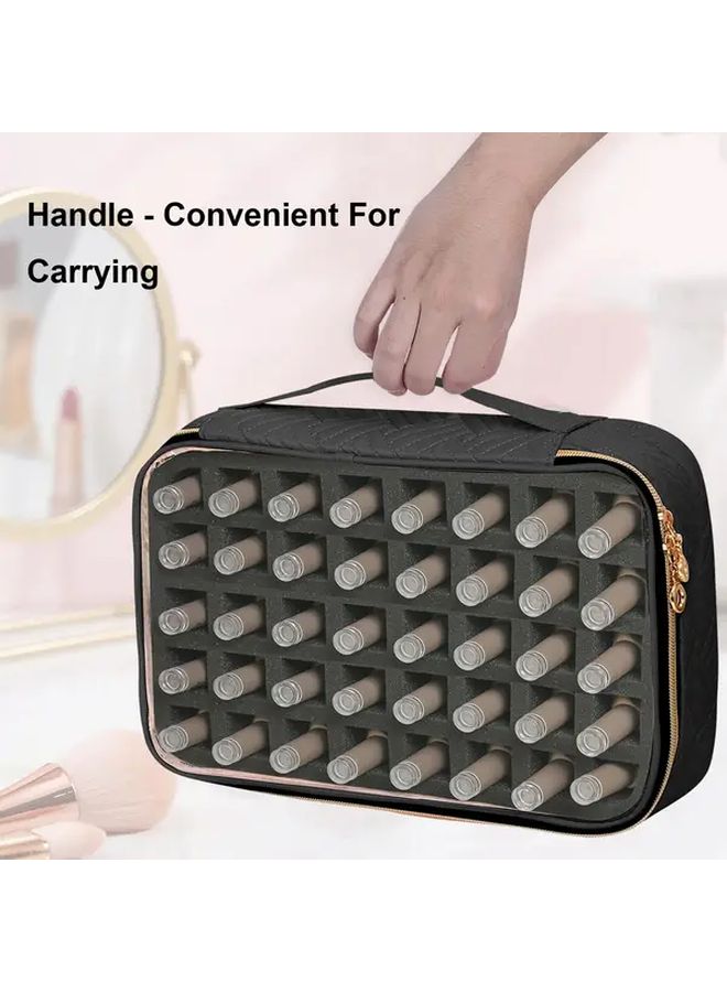 Small Nail Polish Organizer Green Travel Case Holds 40 Bottles With Foam Padded Divider - Image 4