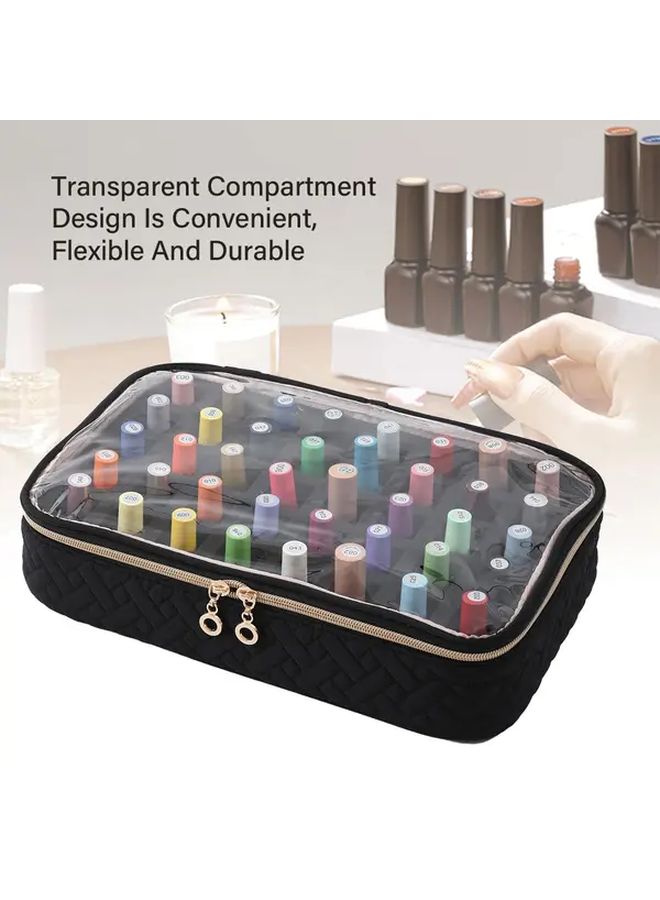 Small Nail Polish Organizer Green Travel Case Holds 40 Bottles With Foam Padded Divider - Image 3