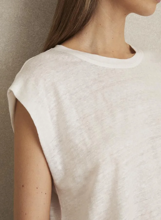 REISS Sleeveless Linen Tee
