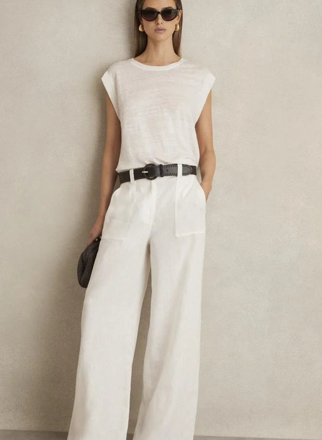 REISS Sleeveless Linen Tee
