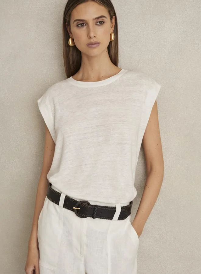 REISS Sleeveless Linen Tee