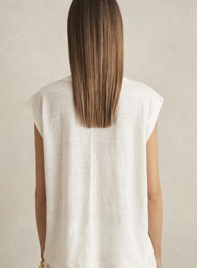 REISS Sleeveless Linen Tee