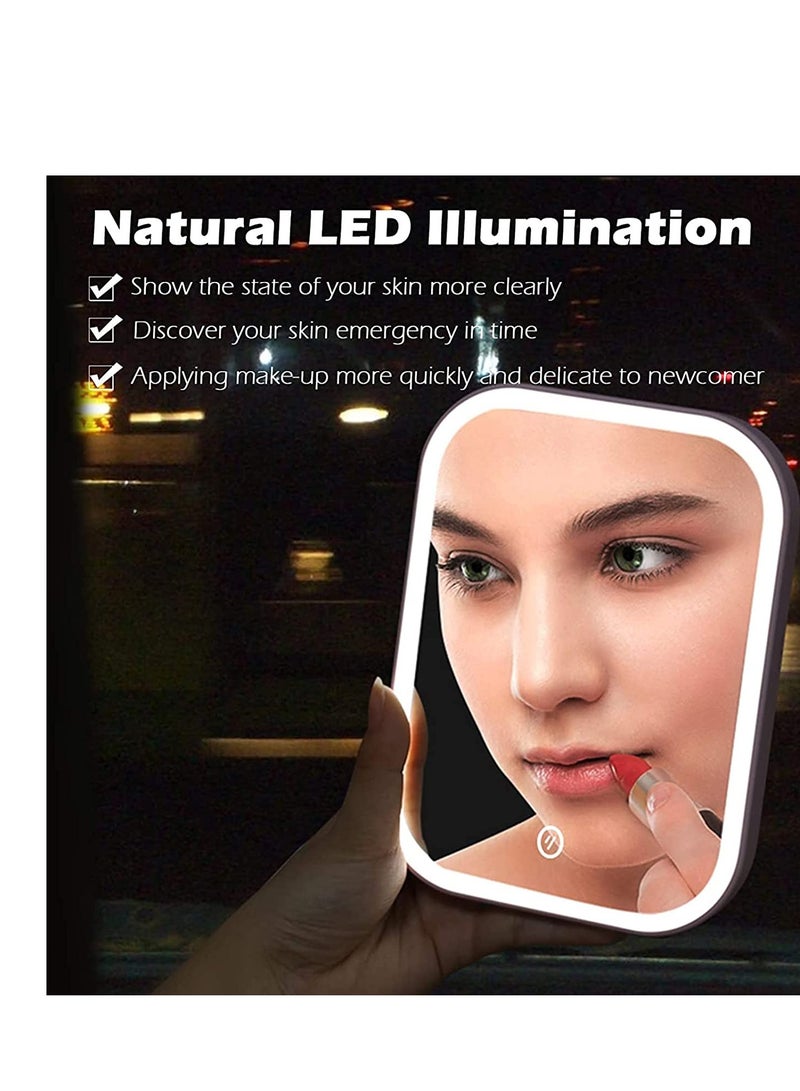 SYOSI Makeup Mirror with Light and Magnifying,  Lighted Vanity with Touch Screen Dimmable, Intelligent Switch, Portable and Foldable Stand Makeup Mirror for Tabletop, Bathroom (3 Color)  - Image 3