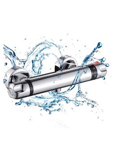 Thermostatic Bath Shower Mixer Tap Wall Mounted Shower Mixer Bar Chrome Brass Valve Anti Scald Tap Bathroom Accessory Hot Cold Water Intelligent Constant Temperature