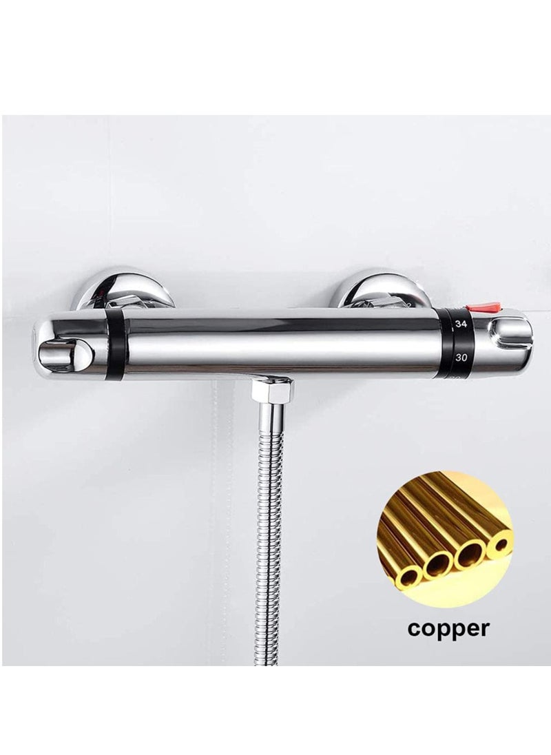 SYOSI - Thermostatic Bath Shower Mixer Tap Wall Mounted Shower Mixer Bar Chrome Brass Valve Anti Scald Tap Bathroom Accessory Hot Cold Water Intelligent Constant Temperature - Image 1