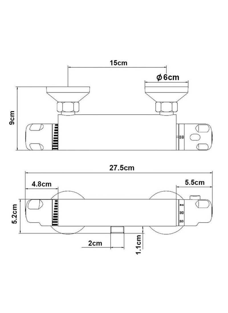 SYOSI - Thermostatic Bath Shower Mixer Tap Wall Mounted Shower Mixer Bar Chrome Brass Valve Anti Scald Tap Bathroom Accessory Hot Cold Water Intelligent Constant Temperature - Image 1