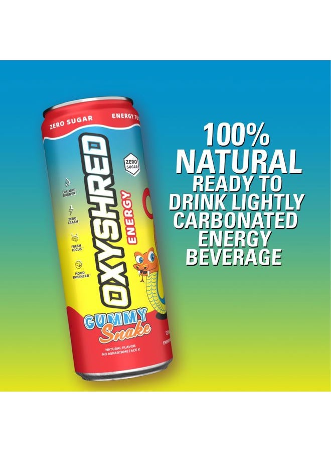 EHP Labs OxyShred Healthy Energy Drink - Zero Sugar Energy Drinks with Amino Acids, Green Tea Extract, Vitamin C & L Carnitine - Zero Carbs, Zero Calories, Clean Caffeine, Gummy Snake (12-Pack) - Image 5