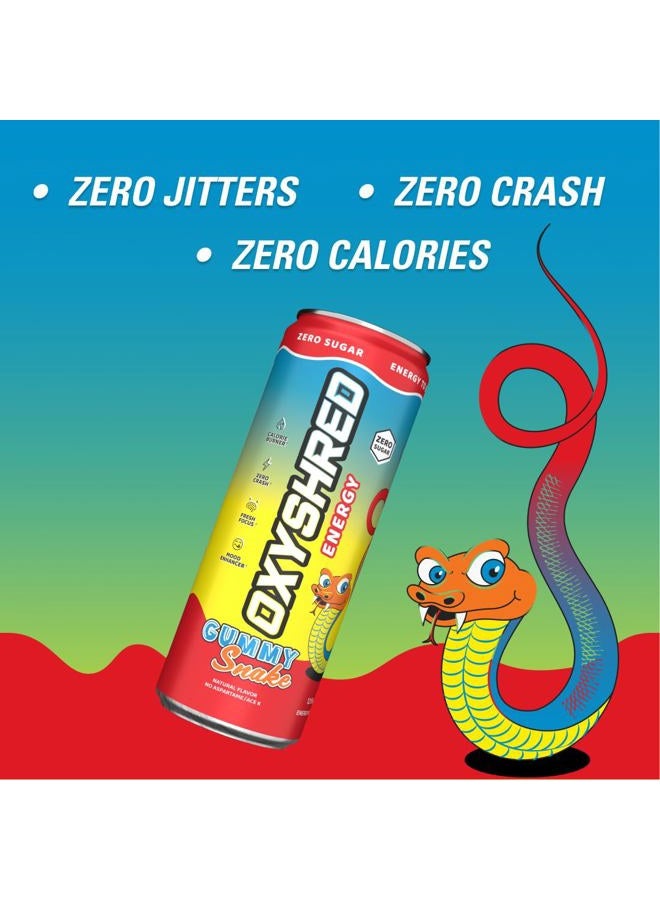 EHP Labs OxyShred Healthy Energy Drink - Zero Sugar Energy Drinks with Amino Acids, Green Tea Extract, Vitamin C & L Carnitine - Zero Carbs, Zero Calories, Clean Caffeine, Gummy Snake (12-Pack) - Image 4