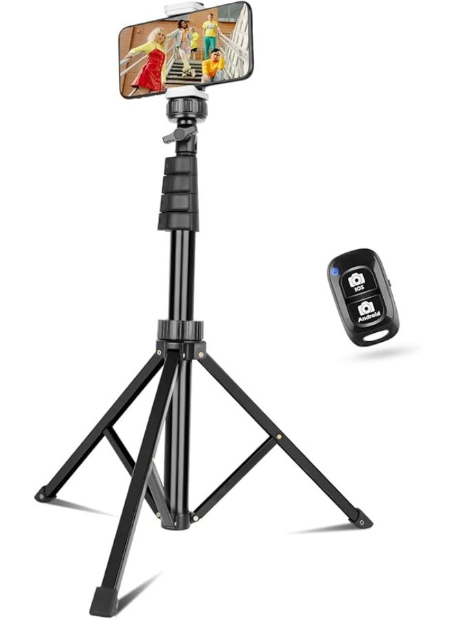 67" Phone Tripod Stand - Extendable Selfie Stick with Wireless Remote - Durable & Easy-to-Use for iPhone/Android Camera & Video - Image 1